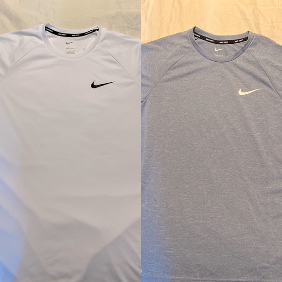 Lot of 2 NWT Nike Swim T-shirt’s Sz Mens Small White/Blue UPF40+ Dri-Fit - Picture 1 of 13